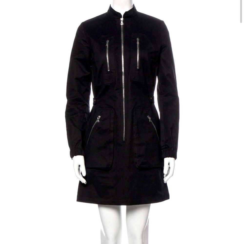 A.L.C. Zipper Biker Style 100% Cotton Long Sleeve Dress FR 38 US 6